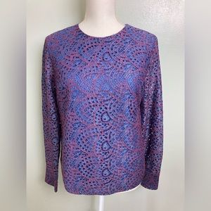 Banana republic purple red eyelet lace knit blouse